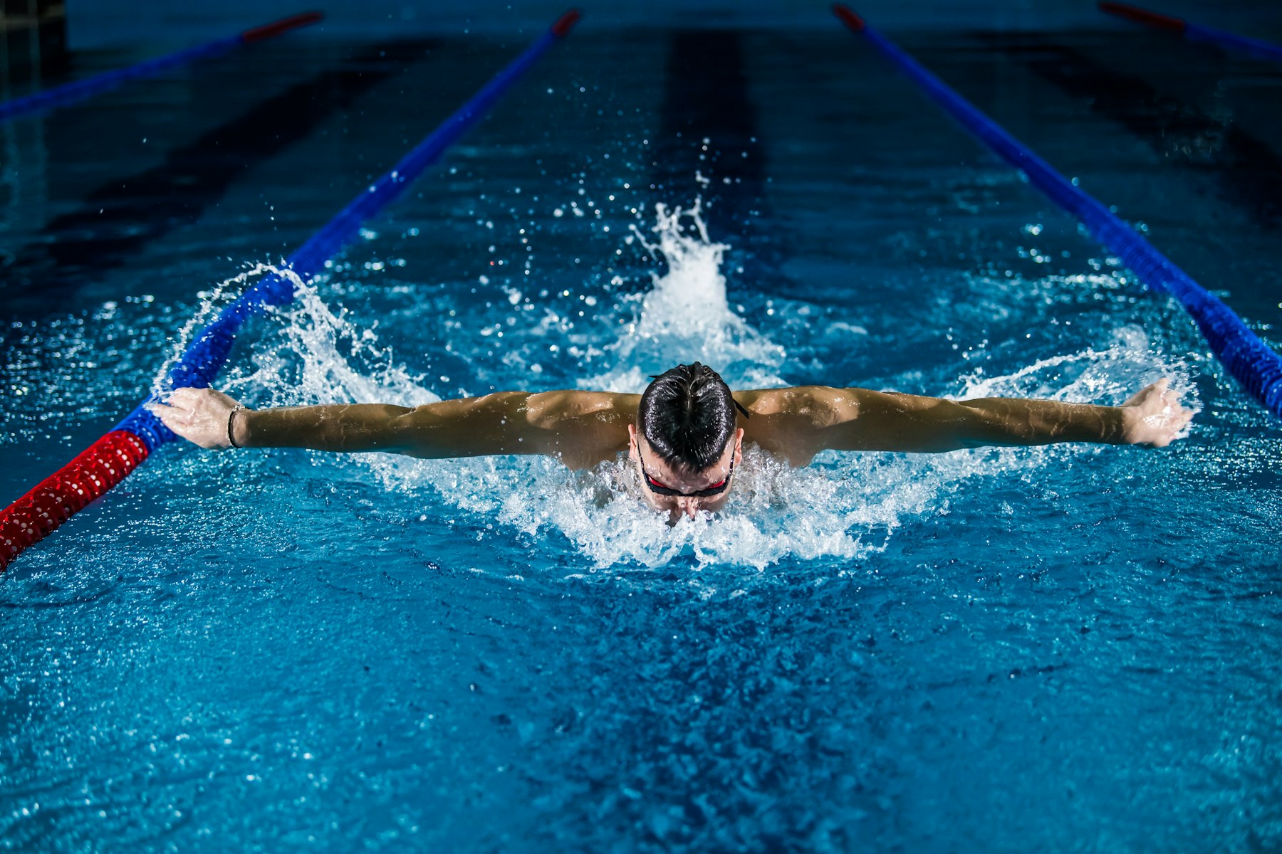 Swimmer in an indoor lane pool